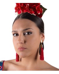 Flamenco Fringed Earrings <b>Colour - Red, Size - L</b>