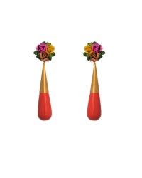 Teardrops Flamenco Earrings <b>Colour - Coral, Size - L</b>