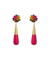 Teardrops Flamenco Earrings <b>Colour - Fushia, Size - L</b>