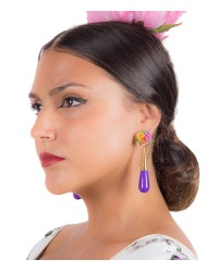 Teardrops Flamenco Earrings <b>Colour - Magenta, Size - L</b>