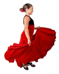 Girls Flamenco Skirt High Waist 8 Godet <b>Colour - Red, Size - 6</b>