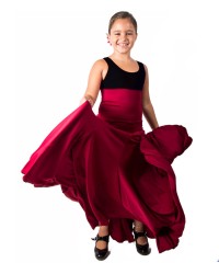 Girls Flamenco Skirt High Waist 8 Godet <b>Colour - Burgundy, Size - 6</b>
