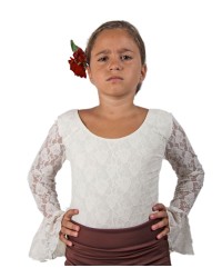 Flamenco Lace Top For Girls <b>Colour - Beige, Size - 4</b>