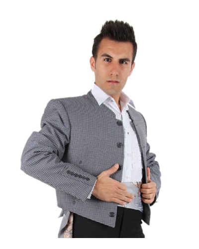 Flamenco jacket with features grey squares