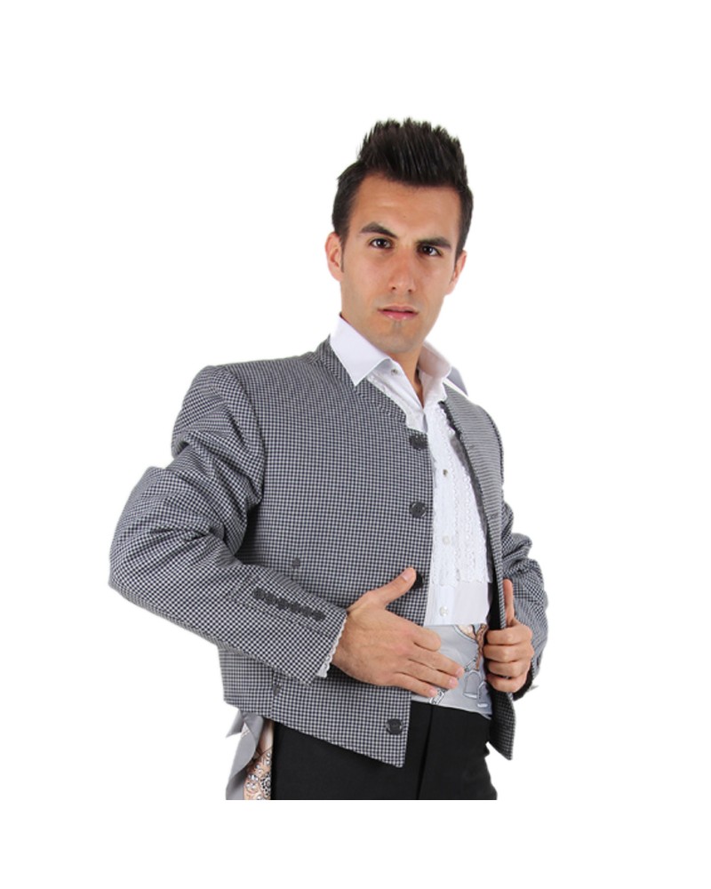 Flamenco jacket with features grey squares