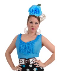 Flamenco Blouse for Women, Goyesca Model <b>Colour - Buganvilla, Size - S</b>