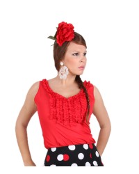 Flamenco Blouse for Women, Goyesca Model <b>Colour - Red, Size - L</b>