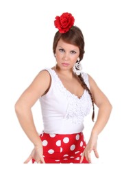 Flamenco Blouse for Women, Goyesca Model <b>Colour - White, Size - L</b>