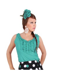 Flamenco Blouse for Women, Goyesca Model <b>Colour - Green, Size - S</b>