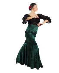 Velvet Flamenco Skirt in colours <b>Colour - Green, Size - 42</b>