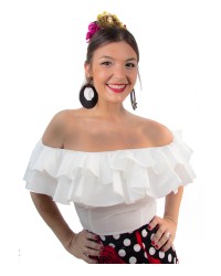 Flamenco Blouses Sleveless <b>Colour - White, Size - XS</b>