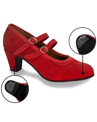 Suede Flamenco Shoes <b>Colour - Red, Size - 30</b>