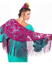 Spanish Flamenco Shawl <b>Colour - Magenta, Size - L</b>