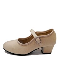 Canvas Flamenco Shoes <b>Colour - Beige, Size - 16</b>