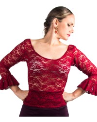 Lace Flamenco Top <b>Colour - Burgundy, Size - XS</b>