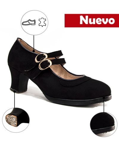 Suede Flamenco shoes double sole 2 Straps