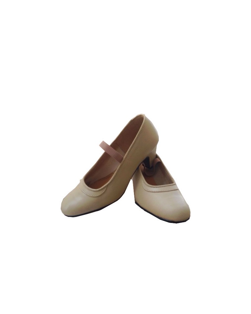 Flamenco Shoes Beige Leather with Nails