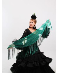 Flamenco Plumeti Shawl <b>Colour - Aquamarine, Size - L</b>