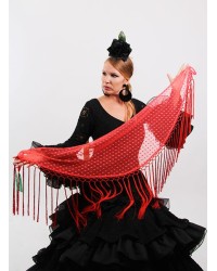 Flamenco Plumeti Shawl <b>Colour - Coral, Size - L</b>
