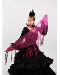Flamenco Plumeti Shawl <b>Colour - Magenta, Size - L</b>