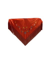 Stitched embrondery V-Shawl <b>Colour - Red, Size - L</b>