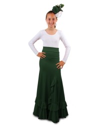 Girls Flamenco Dance Skirt, Model Salon <b>Colour - Green, Size - 6</b>