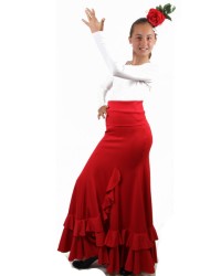 Girls Flamenco Dance Skirt, Model Salon <b>Colour - Red, Size - 4</b>