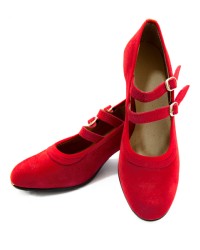 Suede Flamenco Shoes <b>Colour - Red, Size - 25</b>