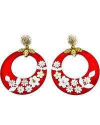 Flamenco Earrings <b>Colour - Gold/Red, Size - L</b>