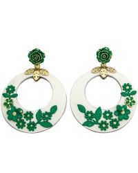 Flamenco Earrings <b>Colour - Gold/Green, Size - L</b>