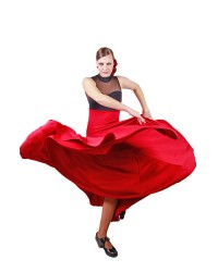 Flamenco Skirt High Waist, Model 8 Godet <b>Colour - Red, Size - XS</b>