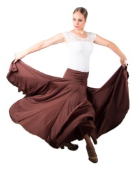 Flamenco Skirt, Model 8 Godets, Regular Waist <b>Colour - Brown, Size - XS</b>