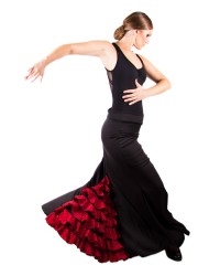 Flamenco Dance Skirt, Model Albaicín <b>Colour - Black/Red/Black, Size - S</b>